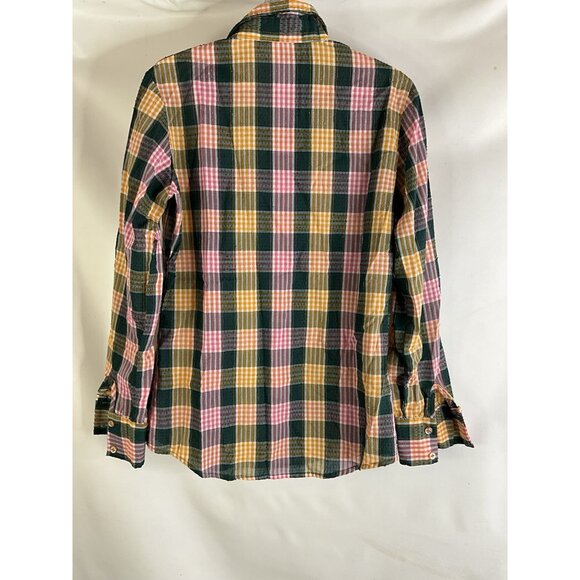 VTG 70s Cracker Barrel Rainbow Plaid Pointed Collar Button Shirt - Picture 8 of 8